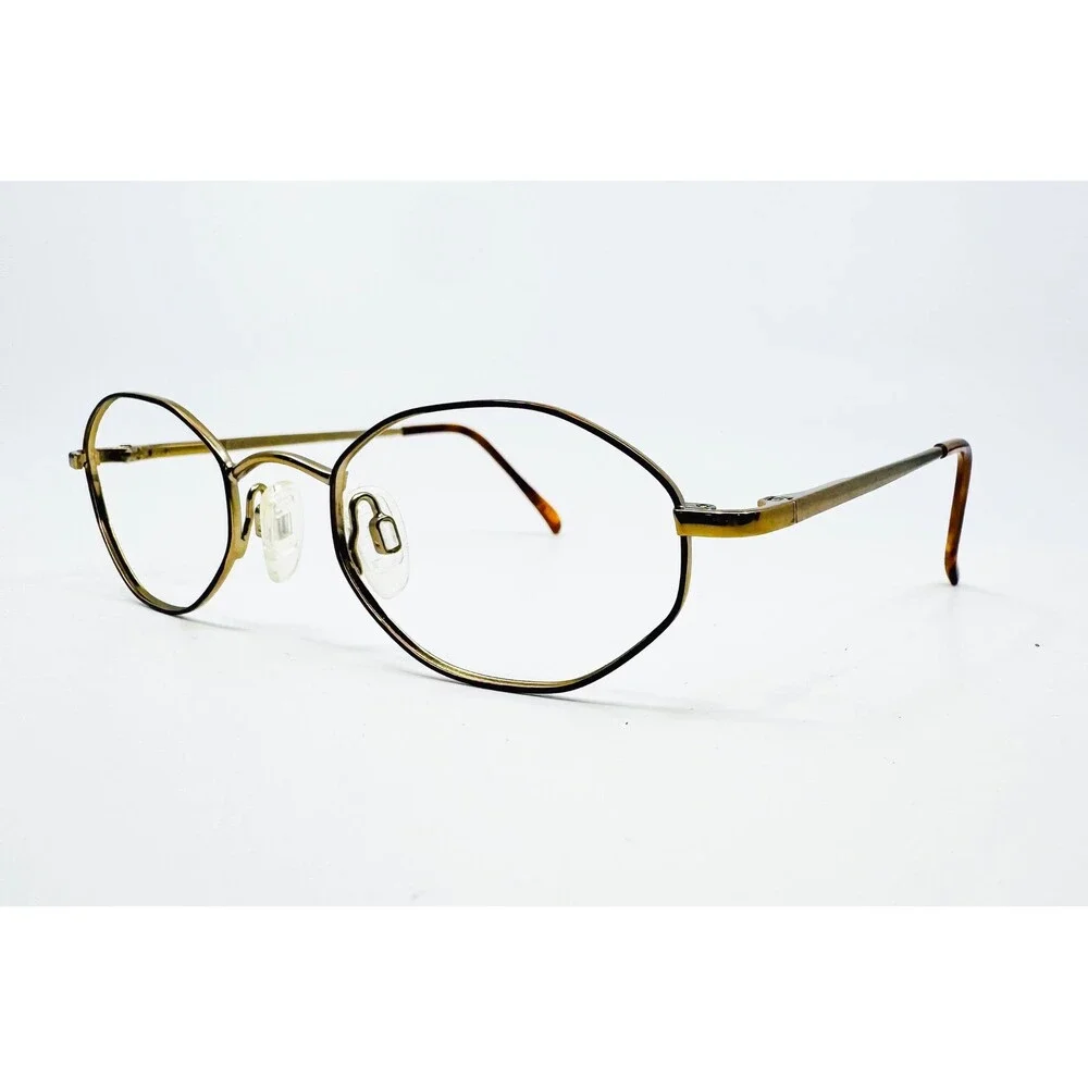 Celebrity Eyeglass Frames Unisex Amber Gold Tortoise Oval Italy 45-19-125
